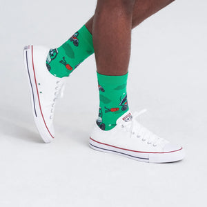 SAXX CREW SOCKS- OFF COURSE CARS GREEN