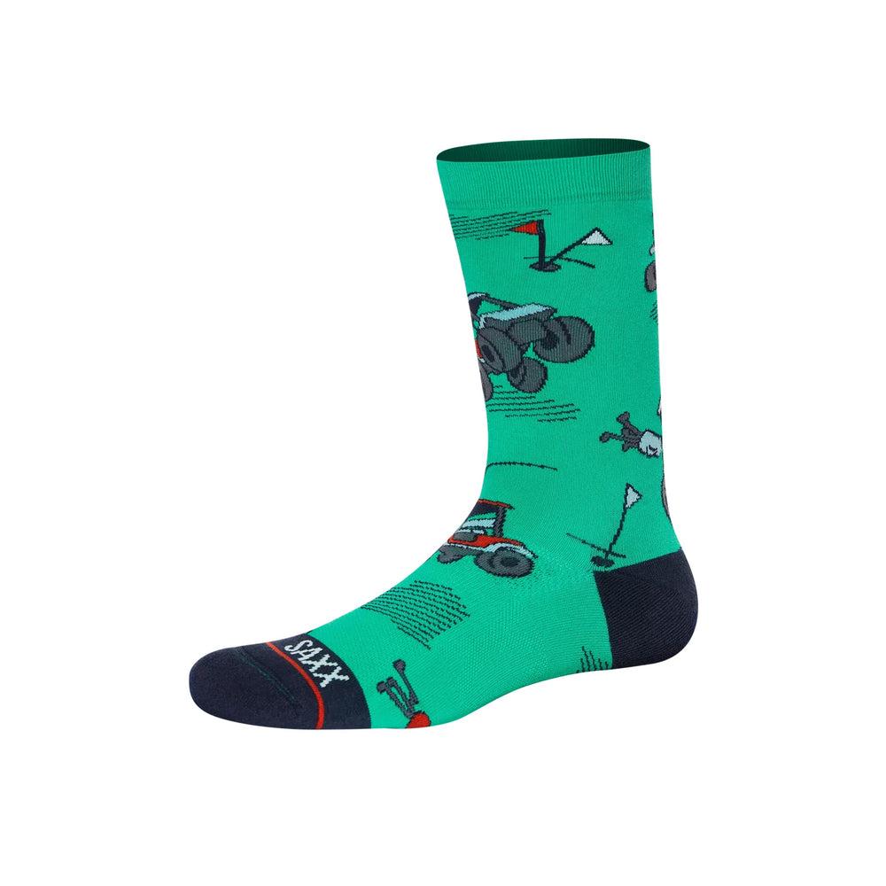 SAXX CREW SOCKS- OFF COURSE CARS GREEN