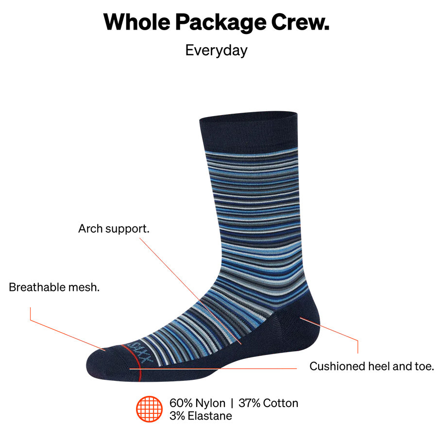 SAXX CREW SOCKS- VIBRANT STRIPE NAVY