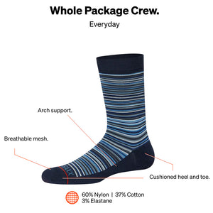 SAXX CREW SOCKS- VIBRANT STRIPE NAVY