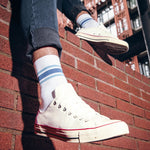 SAXX CREW SOCKS- ATHLETIC STRIPE WHITE