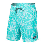 SAXX OH BUOY SWIM SHORTS 7"- SPLASH PALMS AQUA