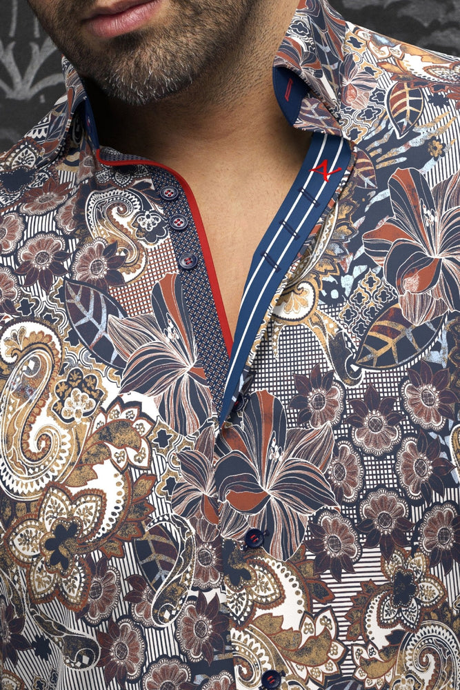CHEMISE | MACHADO, Navy Beige - AU NOIR