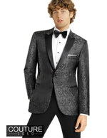 COUTURE 1910 TUXEDO JACKET- PAISLEY CHARCOAL