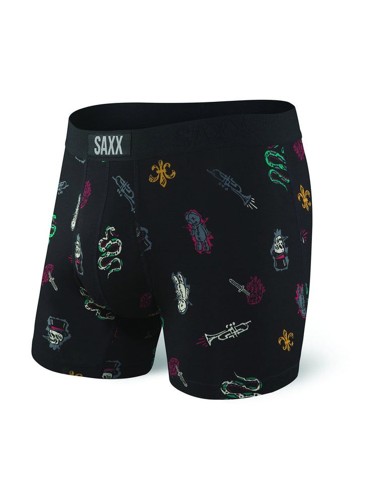 SAXX VIBE BOXER- BLACK MARDI GRASS