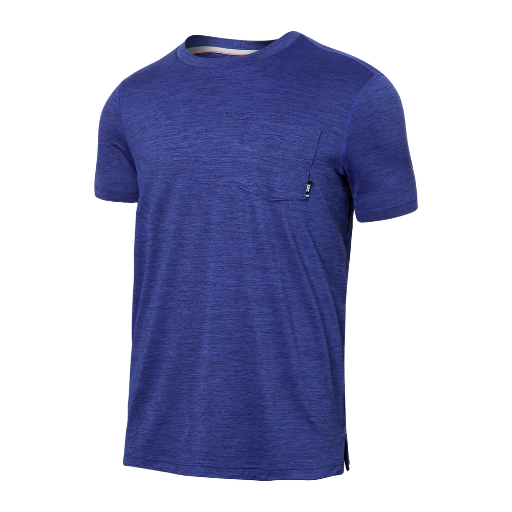 SAXX SHORT SLEEVE CREW SHIRT- SPORT BLUE HEATHER