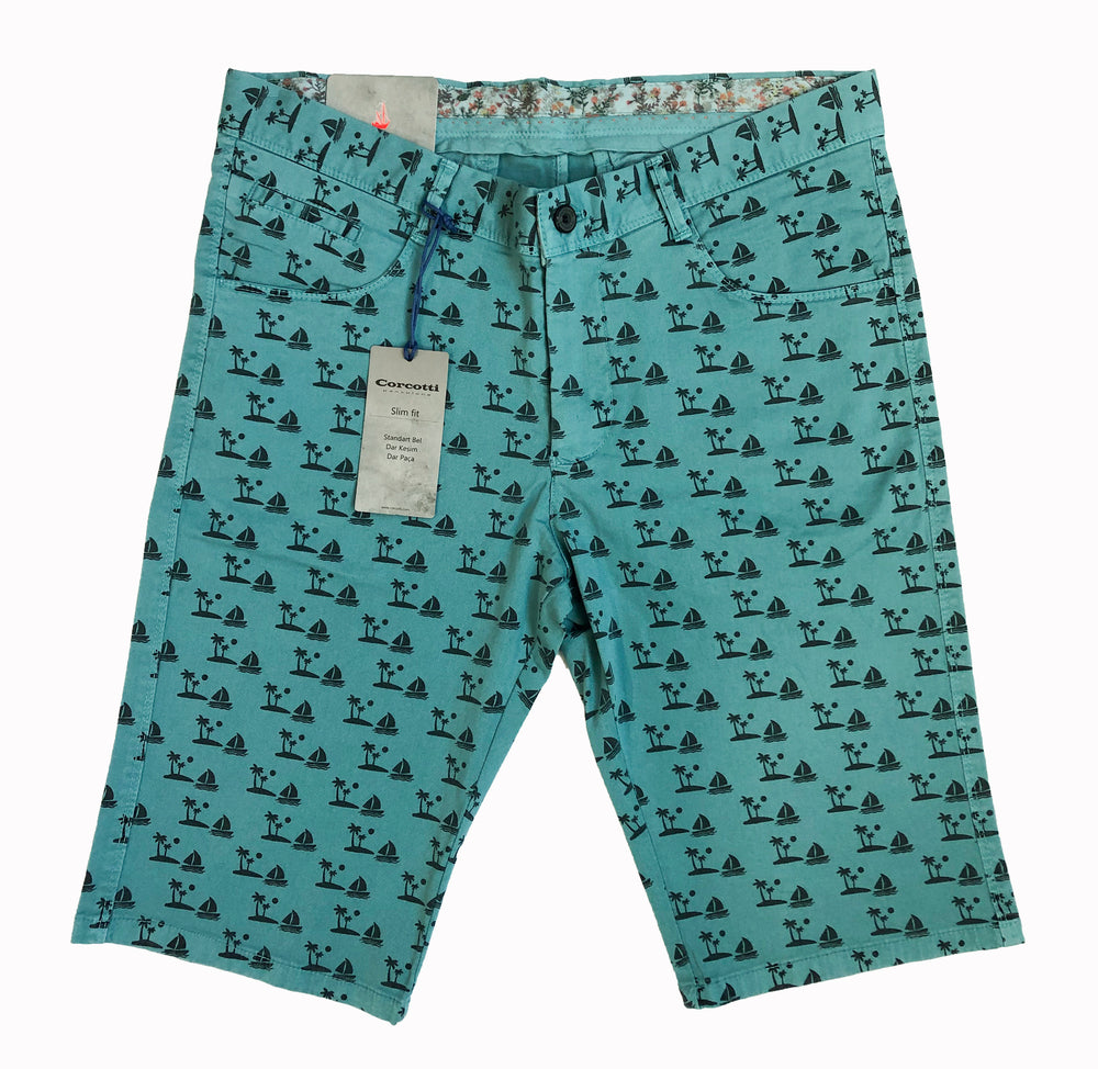 CORCOTTI SHORTS- PALM TREE BLUE